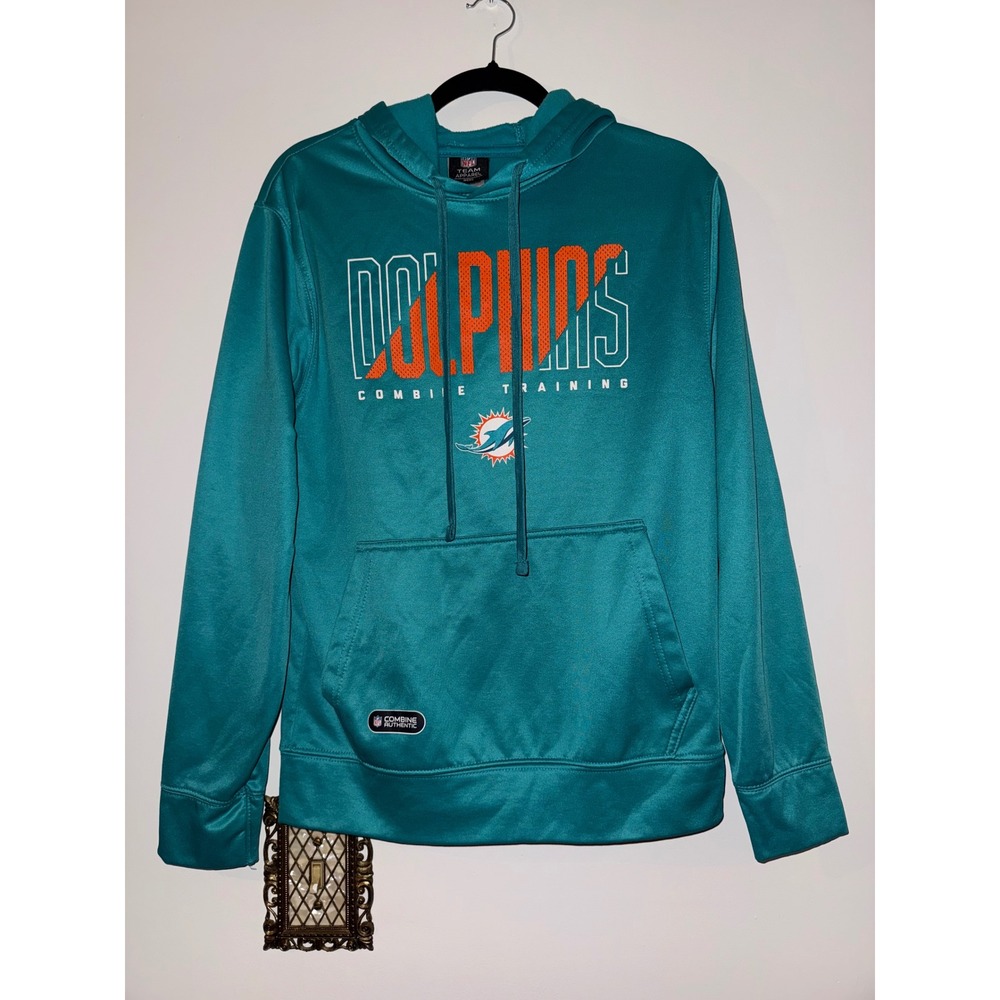 NFL Team Apparel Miami Dolphins Combine Training Hoodie‎ Mens Small Aqua Teal